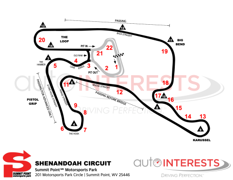 Summit Point Shenandoah Circuit Track Map